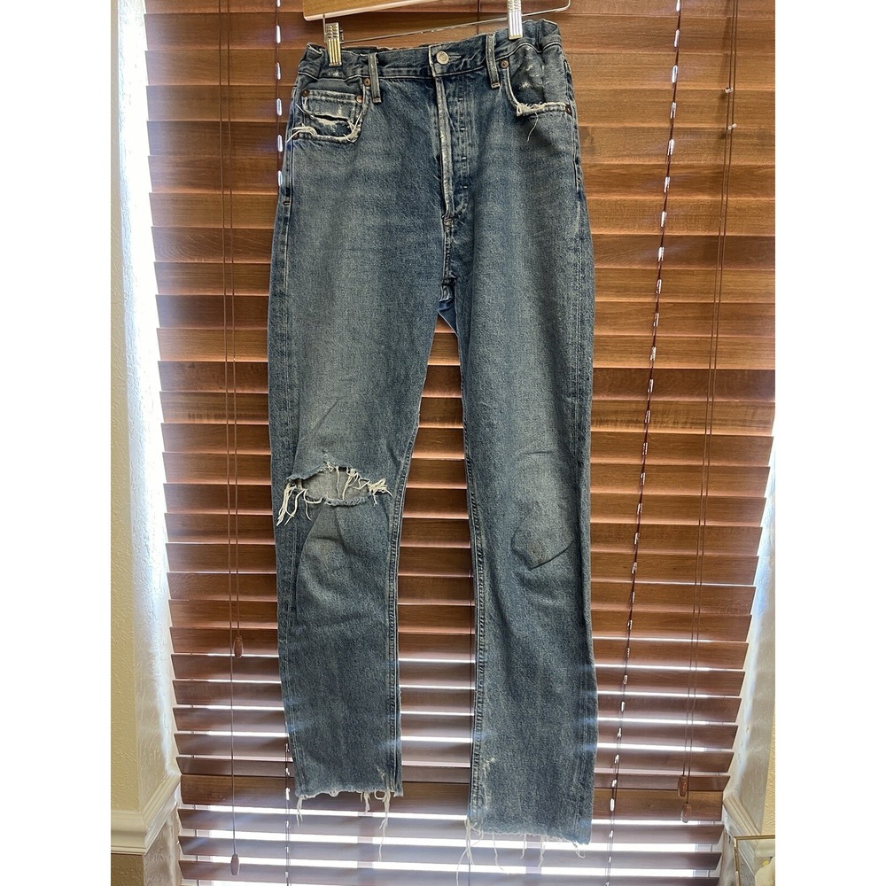 AGOLDE Jamie High Rise Classic Jeans Sz 27‎ Distressed Cotton Luxury